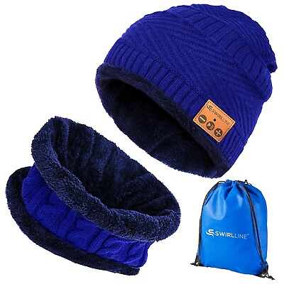 #ad Bluetooth Music Warm Beanie Hat Wireless Cap Headset Headphone Blue Hat Scarf $28.49