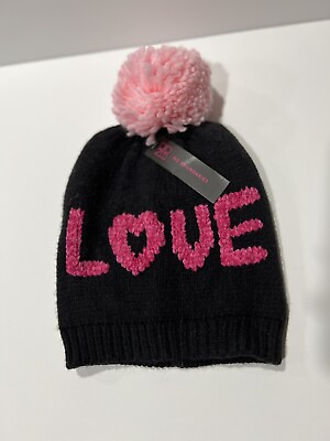 #ad NEW No Boundaries Knit Womens Winter Beanie Hat Stocking Cap Love Black Pink $13.99