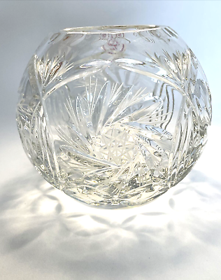 #ad Polish Crystal Clear 24% Leaded Crystal Bowl Fish Bowl Style Brilliant 4” $24.00