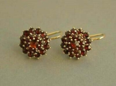 #ad 2Ct Round Cut Red Garnet Cluster Drop amp; Dangle Earrings 14K Yellow Gold Finish $50.40