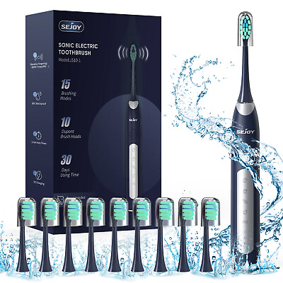 #ad Sonic Electric Toothbrush for Adult USB Rechargeable with 10 Brush Heads 5 Modes $18.99
