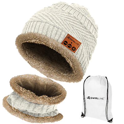 #ad Bluetooth Music Warm Beanie Hat Wireless Cap Headset Headphone White Hat amp; Scarf $28.49