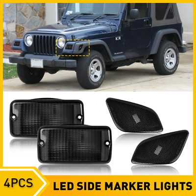 #ad 4x Front Turn Signal Fender Side Marker Light Housing For 97 06 Jeep Wrangler TJ $32.29