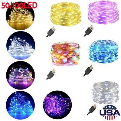 LED Copper Wire USB Plug In Micro String Lights Party Static Fairy Light 5M 10M $7.27
