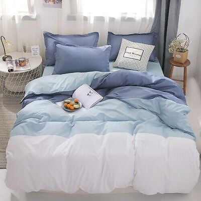 #ad Sets Plain Reactive Printed Double Quilt Cover Bed Sheet PillowcaseKing Size Bed $467.02