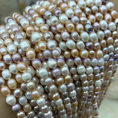 Natural Freshwater Pearl Purple White Pink Mix Color Beads for Jewelry Making $9.99