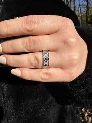 1 Ct Round Cut Lab Created Diamond Men#x27;s Wedding Band Ring 14k White Gold Plated $149.99