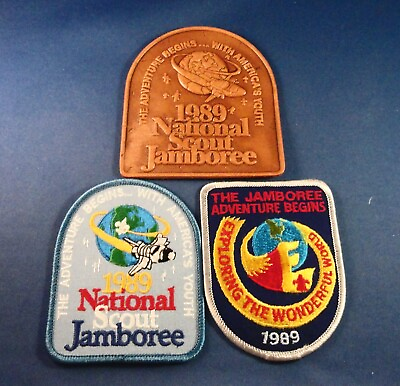 #ad 1989 National Scout Jamboree Logo Lot: Leather Scout amp; Explorer Participants P $14.95