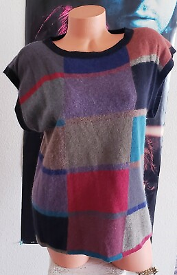 #ad Vintage Renee Tener Jeanne Pierre Wool Angora Knit Artistic Sweater Vest Sz S M $14.99