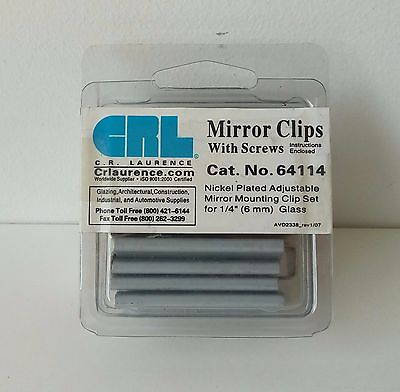 #ad CRL Nickel Plated Adjustable Mirror Clip set for 1 4 in Straight Edge Glass $9.99