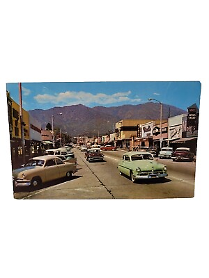 Postcard 1950#x27;s Vintage Cars Myrtle Avenue Monrovia California Gem of the... $9.65