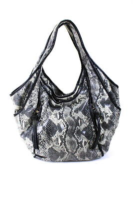 #ad Kooba Leather Snakeskin Print Double Strap Large Hobo Handbag Multicolor $54.01