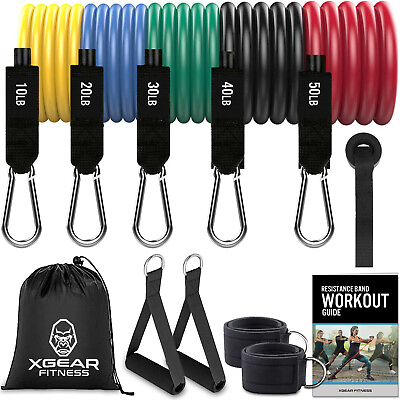 11Pcs Resistance Bands Set Home Workout Exercise Yoga Crossfit Fitness Training $21.99