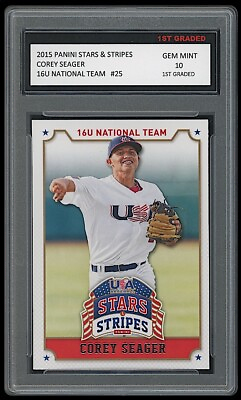#ad Corey Seager 2015 Panini USA Stars amp; Stripes 1st Graded 10 Rookie Card Rangers $34.99