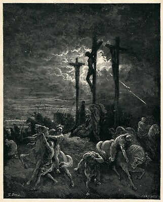 #ad Gustave Dore bible art JESUS CLOSE OF THE CRUCIFIXION Calvary 1880 antique print $23.00