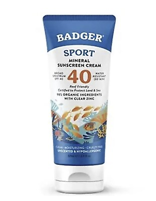#ad Badger SPF 40 Sport Mineral Sunscreen Cream 2.9 Oz Exp 4 2025 $14.99