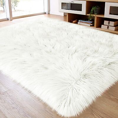 #ad Large Carpet Faux Fur Sheepskin Area Rug Furry Rugs for Bedroom Living room Rugs $108.79