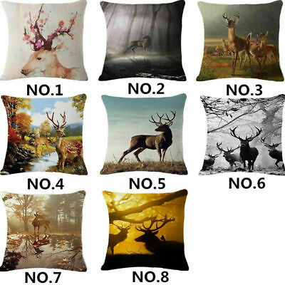 #ad Pillow Case Cushion Cover Home Decor 18quot;*18quot;Sika deer Linen Cotton Fashion Throw $6.98
