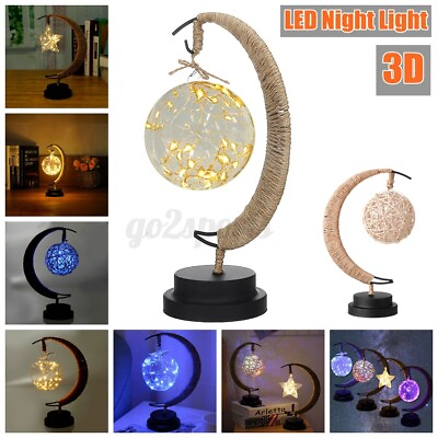 3D LED Night Lights Wishing Table Lamp Battery Home Christmas Party AU $28.89