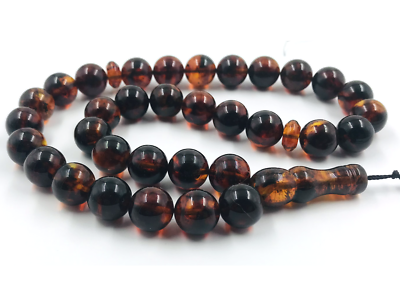 #ad Amber Islamic Prayer Beads Baltic Amber Tasbih Misbaha Tasbeeh pressed $199.00