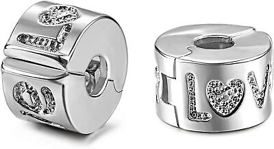 Authentic 2Pc Clip Lock Spacer Stopper Charm Bead Suits Pandora Bracelet NEW USA #ad $6.99