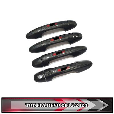 #ad For Toyota Hilux Double Cab 2015 23 Set Door Handle Cover Carbon Logo Red 8 PCs $60.45