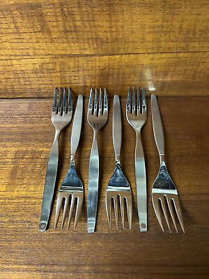 6 Oneida Community FROSTFIRE Stainless Salad Forks Very Good Condition #ad $25.00