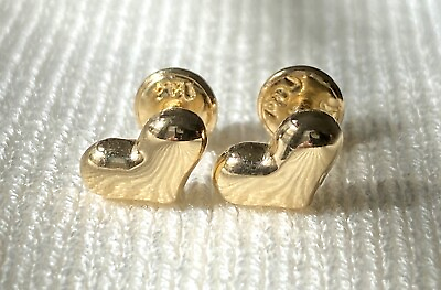 #ad 18k solid real gold earrings: Puffy Heart earrings • screw back $130.00