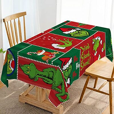 #ad Merry Grinchmas Tablecloth Xmas Green Elf Winter Holiday Party Decoration $25.90