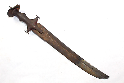 #ad Old Dagger Antique Knife Hand Forged Steel Engraved Blade Damaged Handle D838 $60.00