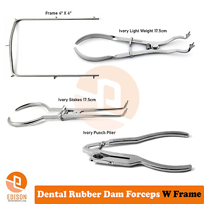 #ad Endodontic Rubber Dam Ivory Light Forceps Punch Forceps Dam Frame 4x4#x27;#x27; $45.34