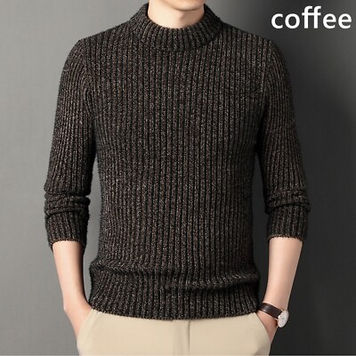 #ad Men Thick Warm Knitted Top Jumpers Sweater Pullover Stretch Business Casual Top $28.49