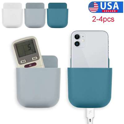 #ad Wall Mounted Remote Control Storage Case TV Mobile Phone Plug Holder Storage Box $8.00