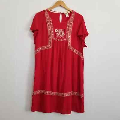 #ad Davina Red Embroidered Dress Size XXL $11.99