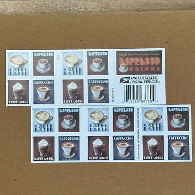 Espresso Drinks Sheet of 20 Stamps 1 Booklet Celebration Invitation Party Stamps $11.99