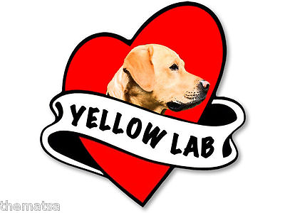 #ad YELLOW LAB HEART BANNER LABRADOR 5quot; TOOLBOX HELMET DECAL STICKER USA MADE $16.99