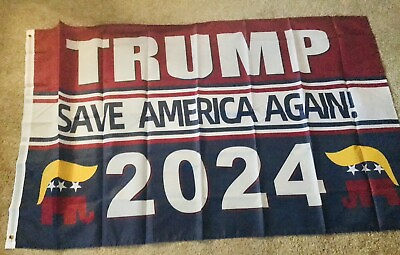 #ad Trump Flag 2024 “Save America Again ” 3x5 Feet Banner 2 Brass Grommets Unique $5.99