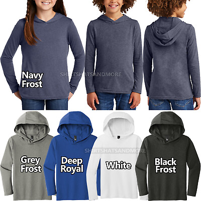 #ad Youth Long Sleeve Hoodie T Shirt Triblend Boys Girls Kids Hooded Tee XS XL NEW $14.99