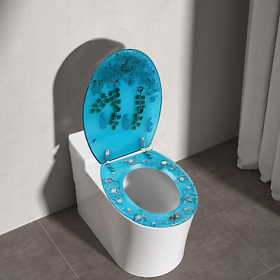 #ad Resin Toilet Lid Toilet Seat Cover Silent Toilet Cover for U Type V Type Toilet $49.86