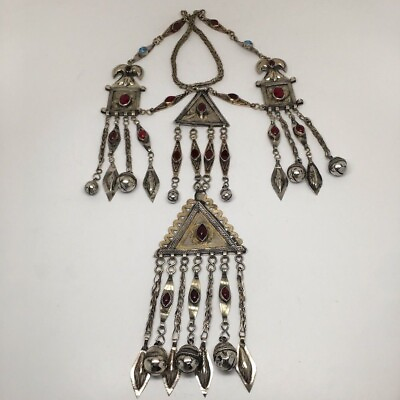 #ad 214 Grams Old Vintage Afghan Turkmen Tribal Gold Gilded Pendant NecklaceTN95 $120.00