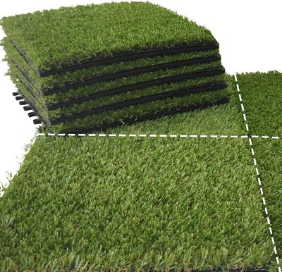 Artificial Grass Turf Tiles Interlocking 12quot;x12quot; Fake Grass Rug 9 Pack $29.99