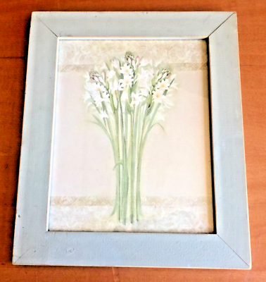 #ad Shabby Chic Wood Framed Art Print Wildflowers Tuberose 10quot; x 12quot; Floral $29.00