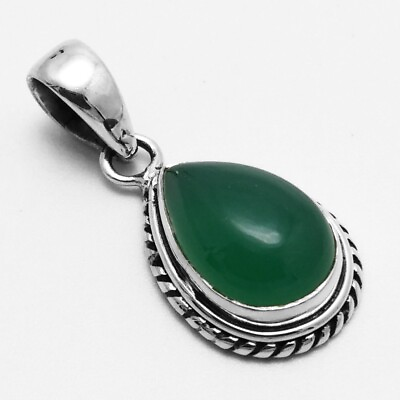 #ad 925 Sterling Silver Green Onyx Gemstone Pendant Women Jewelry $17.99