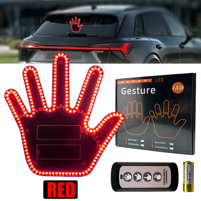 #ad Funny Middle Finger Gesture Car Finger Light Car Accessories with Remote LED RED $19.99