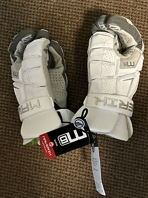 #ad Maverik M6 Lacrosse Gloves 12quot; MED White *BRAND NEW W TAGS Free Ship* $99.00