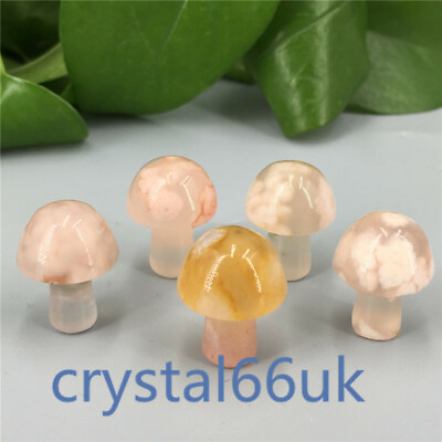 #ad Natural mini Cherry Blossom Agate mushroom Quartz Crystal Gift Healing 5pcs GBP 8.99