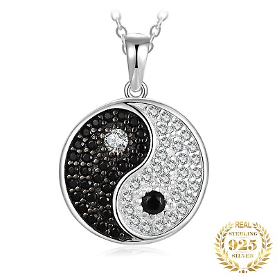 #ad Black Spinel Round Gemstone Pendant Women Necklace Pendants 925 Sterling Silver $24.75