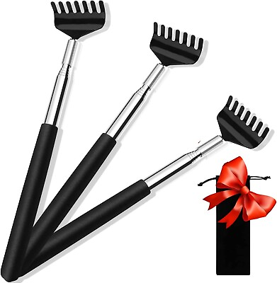 #ad 3 Pack Black Telescopic Back Scratcher Portable Extendable Stainless Steel B $10.97