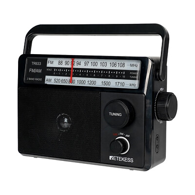 Retekess TR633 Portable FM AM Radio Digital Big Speaker 2 Charging Methods Elder $26.99