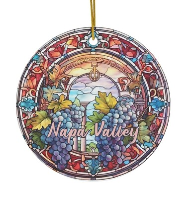 #ad Napa Valley Ornament Faux Stained Glass Ornament Vacation Bauble $20.00